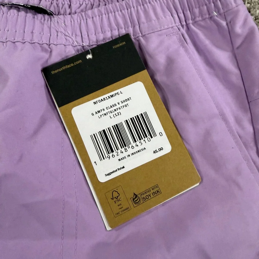 The North Face Girls Lupine Purple Class V FlashDry Shorts NF Size L 12 NEW